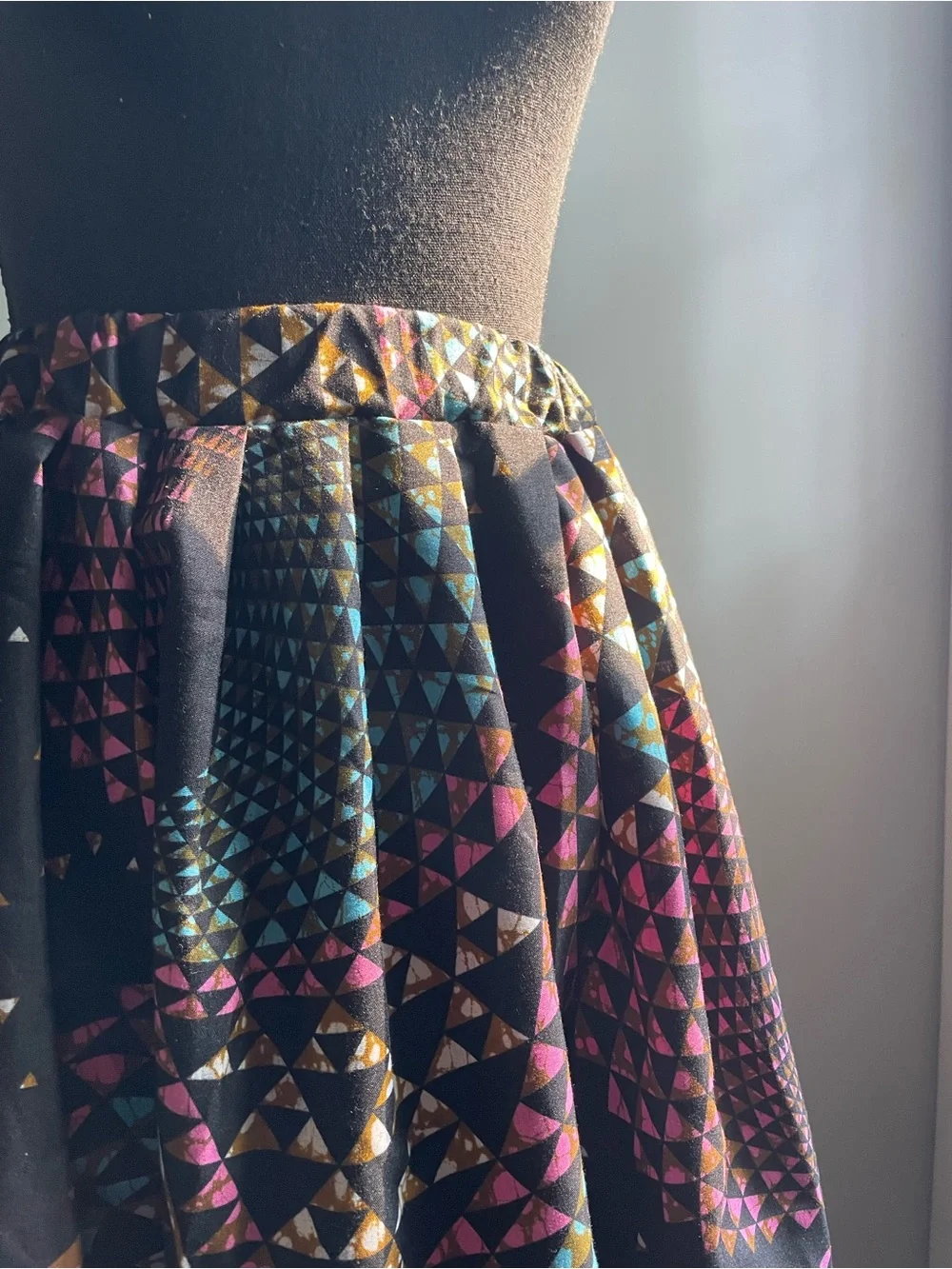 Black Geometric Print Maxi Skirt - Multicolor